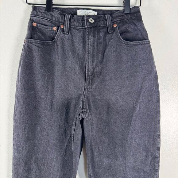Abercrombie & Fitch Women Black Distressed The 90s High Rise Straight Jeans 27/4 - Picture 2 of 9